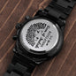 Lion of Judah Revelations 5:5 Engraved Black Chronograph Watch