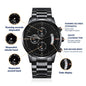 Lion of Judah Revelations 5:5 Engraved Black Chronograph Watch