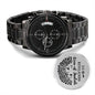 Lion of Judah Revelations 5:5 Engraved Black Chronograph Watch