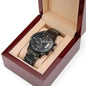 Lion of Judah Revelations 5:5 Engraved Black Chronograph Watch