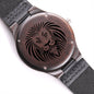 King of Lions Bold and Fierce Engraved Wooden Watch