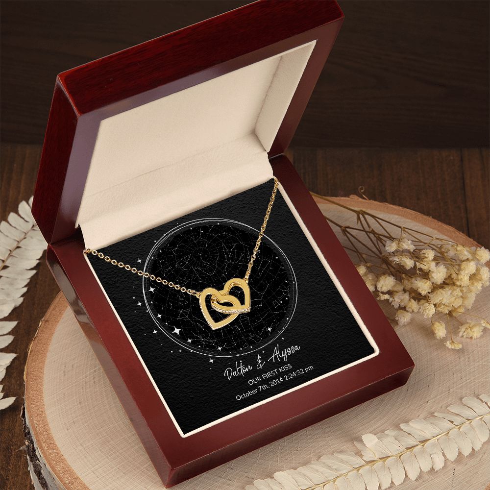 Star Map Interlocking Heart Necklace