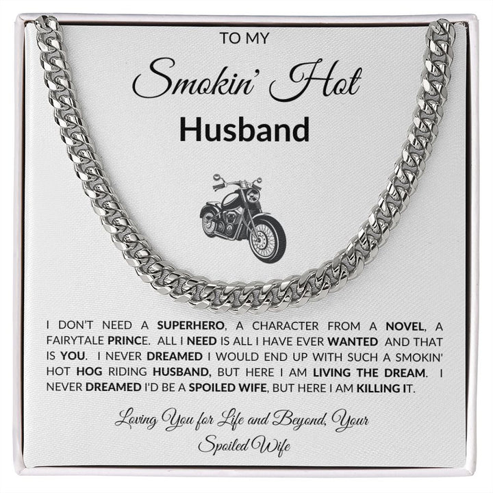 Smokin' Hot Hog Riding Husband Cuban Necklace