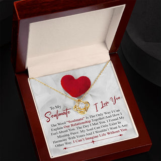 To My Soulmate I Love you Red Heart Love Knot Necklace
